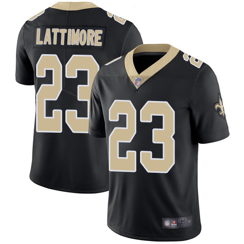 Men New Orleans Saints Limited Black Marshon Lattimore Home Jersey NFL Football #23 Vapor Untouchable Jersey->nfl t-shirts->Sports Accessory